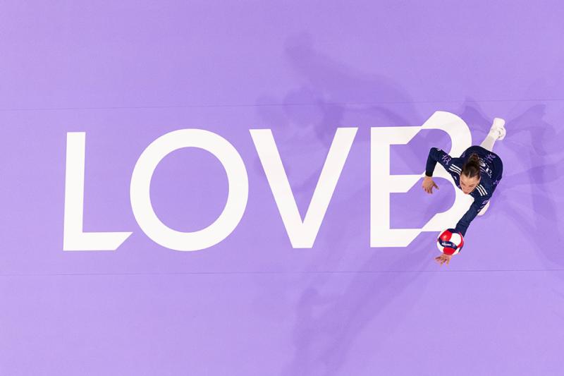 Top view of women volleyball player